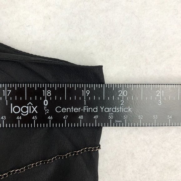 Line & Dot Women's Size Medium Black Chain Detail Sleeveless Crepe Blouse - Picture 5 of 12